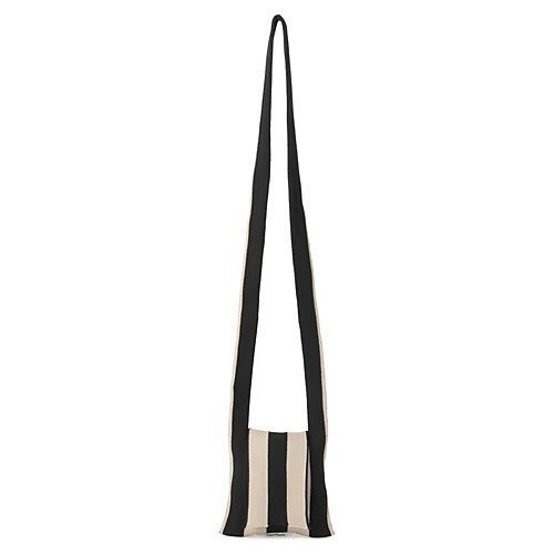 【ラストフレーム/LASTFRAME】のSTRIPE TINY TIE BAG インテリア・キッズ・メンズ・レディースファッション・服の通販 founy(ファニー) 　ファッション　Fashion　レディースファッション　Fashion for Women　バッグ　Bags　ストライプ　Stripe, Striped Pattern　フラップ　Flap, Flap Pocket　A/W・秋冬　Autumn/Winter　BLACK &#215; BEIGE|ID: prp329100004572431 ipo3291000000033329403