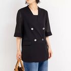 【ノーリーズ/NOLLEY'S】のウォッシャブルリネン風シアー5分袖ジャケット ブラック|ID: prp329100004572681 ipo3291000000032360471