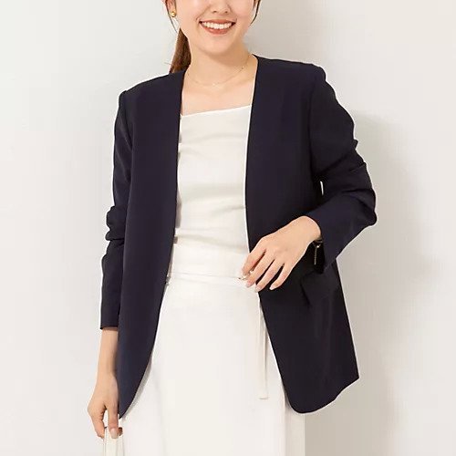 【ノーリーズ/NOLLEY'S】のウォッシャブルエコボイルノーカラージャケット インテリア・キッズ・メンズ・レディースファッション・服の通販 founy(ファニー) 　ファッション　Fashion　レディースファッション　Ladies' Fashion Online　アウター　Coat Outerwear　ジャケット　Jackets　ノーカラージャケット　No Collar Leather Jackets　2025年　2025　2025春夏・S/S　Ss,Spring/Summer,2025　ノースリーブ　No Sleeve　フレア　Flare　ワイド　Wide　夏　Summer　ネイビー|ID: prp329100004572684 ipo3291000000032360496