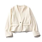 【エムセブンデイズ/M7days】のコンパクトノーカラージャケット 人気、トレンドファッション・服の通販 founy(ファニー) ファッション Fashion レディースファッション WOMEN アウター Coat Outerwear ジャケット Jackets ノーカラージャケット No Collar Leather Jackets コンパクト Compact ジャケット Jacket ストレッチ Stretch フロント Front メタル Metal ビジネス 仕事 通勤 Business thumbnail アイボリー|ID: prp329100004572699 ipo3291000000032360608