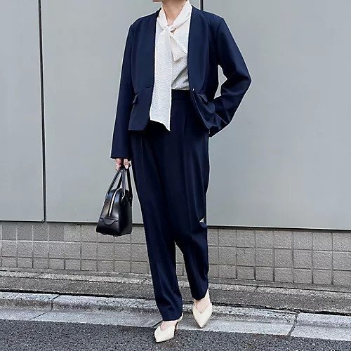 【エムセブンデイズ/M7days】のコンパクトノーカラージャケット 人気、トレンドファッション・服の通販 founy(ファニー) 　ファッション　Fashion　レディースファッション　WOMEN　アウター　Coat Outerwear　ジャケット　Jackets　ノーカラージャケット　No Collar Leather Jackets　コンパクト　Compact　ジャケット　Jacket　ストレッチ　Stretch　フロント　Front　メタル　Metal　ビジネス 仕事 通勤　Business　other-2|ID: prp329100004572699 ipo3291000000032360610