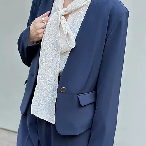 【エムセブンデイズ/M7days】のコンパクトノーカラージャケット 人気、トレンドファッション・服の通販 founy(ファニー) 　ファッション　Fashion　レディースファッション　WOMEN　アウター　Coat Outerwear　ジャケット　Jackets　ノーカラージャケット　No Collar Leather Jackets　コンパクト　Compact　ジャケット　Jacket　ストレッチ　Stretch　フロント　Front　メタル　Metal　ビジネス 仕事 通勤　Business　other-3|ID: prp329100004572699 ipo3291000000032360611