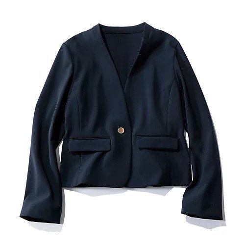 【エムセブンデイズ/M7days】のコンパクトノーカラージャケット インテリア・キッズ・メンズ・レディースファッション・服の通販 founy(ファニー) 　ファッション　Fashion　レディースファッション　Fashion for Women　アウター　Coat / Outerwear Collection　レディースジャケット・軽アウター　Jackets　ノーカラージャケット / シンプル上品コーデ　Collarless Jackets　コンパクト　Compact, Small Size　ジャケット　Jacket, Outerwear　ストレッチ　Stretch, Stretchy Fabric　フロント　Front, Front Design　メタル　Metal, Metal Parts　ビジネス 仕事 通勤　Business / Work / Commuting　ネイビー|ID: prp329100004572699 ipo3291000000032638822