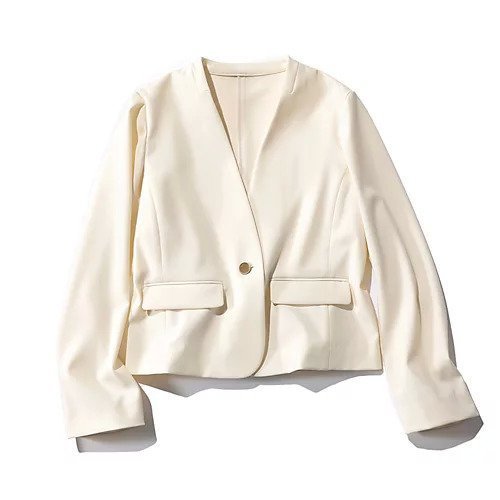 【エムセブンデイズ/M7days】のコンパクトノーカラージャケット インテリア・キッズ・メンズ・レディースファッション・服の通販 founy(ファニー) 　ファッション　Fashion　レディースファッション　Fashion for Women　アウター　Coat / Outerwear Collection　レディースジャケット・軽アウター　Jackets　ノーカラージャケット / シンプル上品コーデ　Collarless Jackets　コンパクト　Compact, Small Size　ジャケット　Jacket, Outerwear　ストレッチ　Stretch, Stretchy Fabric　フロント　Front, Front Design　メタル　Metal, Metal Parts　ビジネス 仕事 通勤　Business / Work / Commuting　アイボリー|ID: prp329100004572699 ipo3291000000034942689