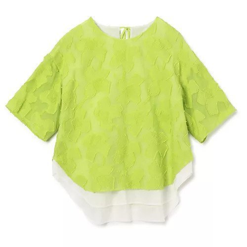 【プレインピープル/PLAIN PEOPLE】のカットジャガードTシャツ型ブラウス インテリア・キッズ・メンズ・レディースファッション・服の通販 founy(ファニー) 　ファッション　Fashion　レディースファッション　WOMEN　トップス・カットソー　Tops/Tshirt　シャツ/ブラウス　Shirts/Blouses　ロング / Tシャツ　T-Shirts　カットジャガード　Cut Jacquard　シンプル　Simple　ジャカード　Jacquard　ドレス　Dress　モダン　Modern　モチーフ　Motif　洗える　Washable　イエロー&#215;グリーン|ID: prp329100004572970 ipo3291000000032362981