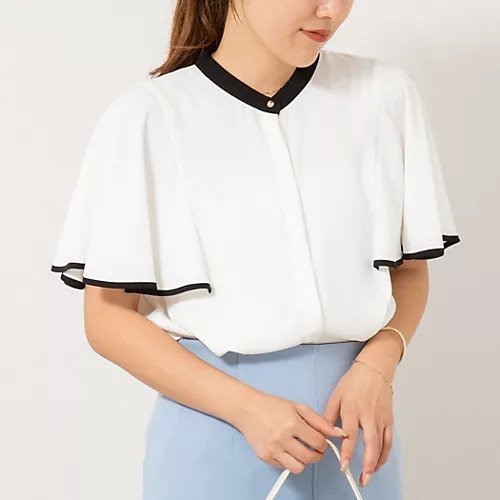 【ノーリーズソフィー/NOLLEY'S sophi】のバックサテンフレアスリーブブラウス インテリア・キッズ・メンズ・レディースファッション・服の通販 founy(ファニー) 　ファッション　Fashion　レディースファッション　WOMEN　トップス・カットソー　Tops/Tshirt　シャツ/ブラウス　Shirts/Blouses　バッグ　Bag　2025年　2025　2025春夏・S/S　Ss,Spring/Summer,2025　おすすめ　Recommend　オケージョン　Occasion　サテン　Satin　スリーブ　Sleeve　トリミング　Trimming　フレア　Flare　ビジネス 仕事 通勤　Business　オフホワイト|ID: prp329100004572989 ipo3291000000032363099