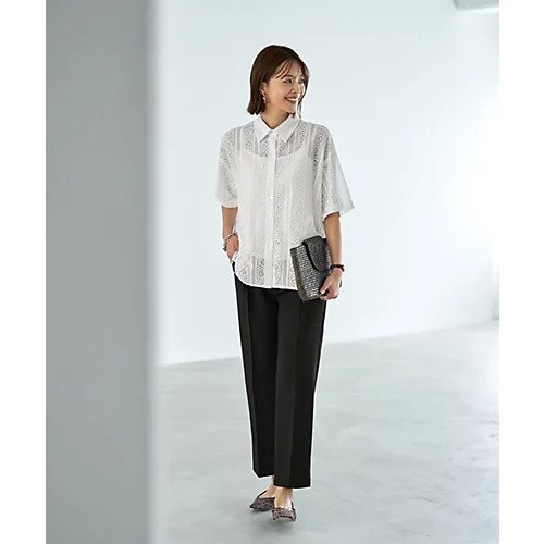 【スタイルデリ/STYLE DELI】の夏に羽織れる綿混5分袖レースシャツ 人気、トレンドファッション・服の通販 founy(ファニー) 　ファッション　Fashion　レディースファッション　Fashion for Women　トップス・カットソー　Cut & Sew Tops　シャツ・ブラウス・オフィスカジュアル　Elegant Blouses & Button-Ups　イエロー　Yellow　インナー　Innerwear　カーディガン　Cardigan, Knitwear　サロペット　Overalls, Salopette　ショルダー　Shoulder, Shoulder Strap　ジャケット　Jacket, Outerwear　スウェット / スエット　Sweatshirt, Sweatwear　ストライプ　Stripe, Striped Pattern　ストレート　Straight, Straight Cut　スリット　Slit, Slit Detail　ドロップ　Drop Shoulder, Dropped Style　パール　Pearl, Pearl Accent　ポケット　Pocket, Pocket Detail　半袖　Short Sleeve, Half Sleeve　レース　Lace, Lace Fabric　夏　Summer　other-2|ID: prp329100004573112 ipo3291000000032364335