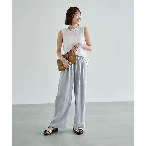 【スタイルデリ/STYLE DELI】の涼しいシボ入りリラックスパンツ 人気、トレンドファッション・服の通販 founy(ファニー) 　ファッション　Fashion　レディースファッション　Fashion for Women　パンツ　Pants & Trousers　イエロー　Yellow　ギャザー　Gathered, Ruffled　ストレート　Straight, Straight Cut　スリット　Slit, Slit Detail　デニム　Denim, Jeans Material　フォルム　Silhouette, Form　ポケット　Pocket, Pocket Detail　リアル　Real, Realistic　リボン　Ribbon, Bow　リラックス　Relax, Relaxed Fit　ループ　Loop, Loop Knit　ワイド　Wide, Wide Fit　夏　Summer　other-2|ID: prp329100004573113 ipo3291000000033013620