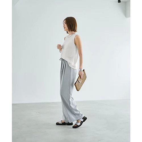 【スタイルデリ/STYLE DELI】の涼しいシボ入りリラックスパンツ 人気、トレンドファッション・服の通販 founy(ファニー) 　ファッション　Fashion　レディースファッション　Fashion for Women　パンツ　Pants & Trousers　イエロー　Yellow　ギャザー　Gathered, Ruffled　ストレート　Straight, Straight Cut　スリット　Slit, Slit Detail　デニム　Denim, Jeans Material　フォルム　Silhouette, Form　ポケット　Pocket, Pocket Detail　リアル　Real, Realistic　リボン　Ribbon, Bow　リラックス　Relax, Relaxed Fit　ループ　Loop, Loop Knit　ワイド　Wide, Wide Fit　夏　Summer　other-3|ID: prp329100004573113 ipo3291000000033013621