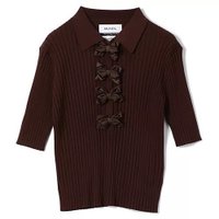 【ミュベール/MUVEIL】のリボン付きポロプルオーバー 人気、トレンドファッション・服の通販 founy(ファニー) ファッション Fashion レディースファッション Fashion for Women トップス・カットソー Cut & Sew Tops カジュアルプルオーバー・ニットトップス Pullovers & Knit Tops / Casual Pullovers 2025年 2025 2025-2026秋冬・A/W Autumn/Winter 2025–26 AW25–26 サテン Satin, Glossy Fabric フロント Front, Front Design リボン Ribbon, Bow |ID:prp329100004576631