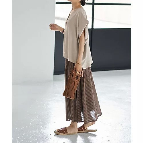 【スタイルデリ/STYLE DELI】の薄手でシルキーなドレープVネックブラウス 人気、トレンドファッション・服の通販 founy(ファニー) 　ファッション　Fashion　レディースファッション　WOMEN　トップス・カットソー　Tops/Tshirt　シャツ/ブラウス　Shirts/Blouses　Vネック　V-Neck　イエロー　Yellow　カーディガン　Cardigan　クール　Cool　シンプル　Simple　ジャケット　Jacket　ストレート　Straight　スリット　Slit　デコルテ　Decolletage　ドレープ　Drape　バランス　Balance　フラット　Flat　フロント　Front　ブルゾン　Blouson　ポケット　Pocket　半袖　Short Sleeve　夏　Summer　エレガント 上品　Elegant　ビジネス 仕事 通勤　Business　other-3|ID: prp329100004576644 ipo3291000000032412712