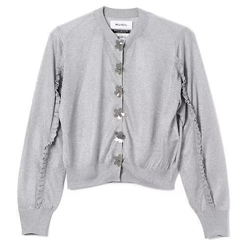 【ミュベール/MUVEIL】のフラワーボタンシースルーカーディガン インテリア・キッズ・メンズ・レディースファッション・服の通販 founy(ファニー) https://founy.com/ ファッション Fashion レディースファッション Fashion for Women トップス・カットソー Cut & Sew Tops カーディガン・羽織り Layered Style Cardigans 2025年 2025 2025-2026秋冬・A/W Autumn/Winter 2025–26 AW25–26 カーディガン Cardigan, Knitwear コンパクト Compact, Small Size シアー Sheer, See-Through フェミニン Feminine, Girly フラワー Flower, Floral フリル Frill, Ruffle フロント Front, Front Design |ID: prp329100004576652 ipo3291000000035301613