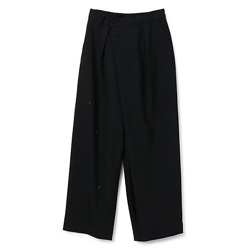 【ミュベール/MUVEIL】のビジュータックスラックスパンツ インテリア・キッズ・メンズ・レディースファッション・服の通販 founy(ファニー)  ファッション Fashion レディースファッション Fashion for Women パンツ Pants & Trousers 2025年 2025 2025-2026秋冬・A/W Autumn/Winter 2025–26 AW25–26 ストーン Stone, Gem-Like フロント Front, Front Design ロング Long, Long-Length ワイド Wide, Wide Fit ビジネス 仕事 通勤 Business / Work / Commuting black|ID: prp329100004576659 ipo3291000000034366002