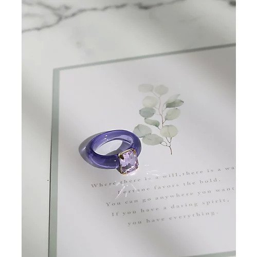 【コレカラ/collecala】のカラフルスクエアビジューリング インテリア・キッズ・メンズ・レディースファッション・服の通販 founy(ファニー) 　ファッション　Fashion　レディースファッション　WOMEN　カラフル　Colorful　フィット　Fit　パープル|ID: prp329100004576687 ipo3291000000032413001