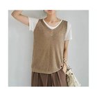【スタイルデリ/STYLE DELI】の薄くて柔らかなラメVネックニットベスト ソフトブラウン|ID: prp329100004576748 ipo3291000000032413722