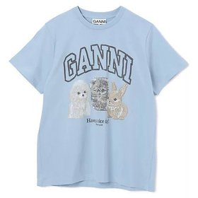 【ガニー/GANNI】のBasic Cotton Jersey Animals Relaxed T-shirt 人気、トレンドファッション・服の通販 founy(ファニー) ファッション Fashion レディースファッション Ladies' Fashion Online トップス・カットソー Tops/Tshirt シャツ/ブラウス Shirts/Blouses ロング / Tシャツ T-Shirts 2025年 2025 2025-2026秋冬・A/W Aw/Autumn/Winter/Fw/Fall/2025-2026 ジャージー Jersey プリント Print 洗える Washable 犬 Dog |ID:prp329100004577575