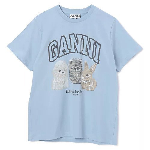 【ガニー/GANNI】のBasic Cotton Jersey Animals Relaxed T-shirt 人気、トレンドファッション・服の通販 founy(ファニー) 　ファッション　Fashion　レディースファッション　Ladies' Fashion Online　トップス・カットソー　Tops/Tshirt　シャツ/ブラウス　Shirts/Blouses　ロング / Tシャツ　T-Shirts　2025年　2025　2025-2026秋冬・A/W　Aw/Autumn/Winter/Fw/Fall/2025-2026　ジャージー　Jersey　プリント　Print　洗える　Washable　犬　Dog　 other-1|ID: prp329100004577575 ipo3291000000032423355