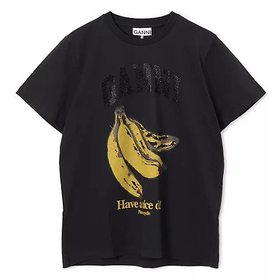 【ガニー/GANNI】 Basic Cotton Jersey Banana Relaxed T-shirt人気、トレンドファッション・服の通販 founy(ファニー) ファッション Fashion レディースファッション Fashion for Women トップス・カットソー Cut & Sew Tops シャツ・ブラウス・オフィスカジュアル Elegant Blouses & Button-Ups ロングTシャツ・Tシャツ Longline T-Shirts & Tees 2025年 2025 2025-2026秋冬・A/W Autumn/Winter 2025–26 AW25–26 ビッグ Big, Oversized プリント Print, Printed Pattern リアル Real, Realistic リラックス Relax, Relaxed Fit ロング Long, Long-Length 洗える Machine Washable |ID:prp329100004577577