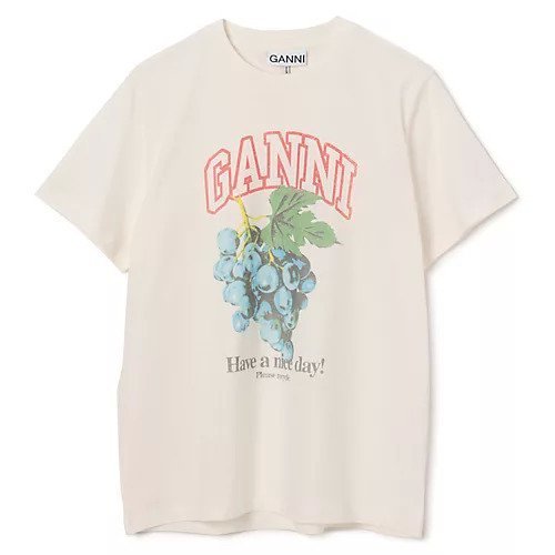 【ガニー/GANNI】のBasic Cotton Jersey Grapes Relaxed T-shirt インテリア・キッズ・メンズ・レディースファッション・服の通販 founy(ファニー) https://founy.com/ ファッション Fashion レディースファッション Fashion for Women トップス・カットソー Cut & Sew Tops シャツ・ブラウス・オフィスカジュアル Elegant Blouses & Button-Ups ロングTシャツ・Tシャツ Longline T-Shirts & Tees 2025年 2025 2025-2026秋冬・A/W Autumn/Winter 2025–26 AW25–26 フィット Fit, Slim Fit フロント Front, Front Design プリント Print, Printed Pattern リラックス Relax, Relaxed Fit ヴィンテージ Vintage Style 今季 This Season, Current Season 洗える Machine Washable |ID: prp329100004577580 ipo3291000000032423387