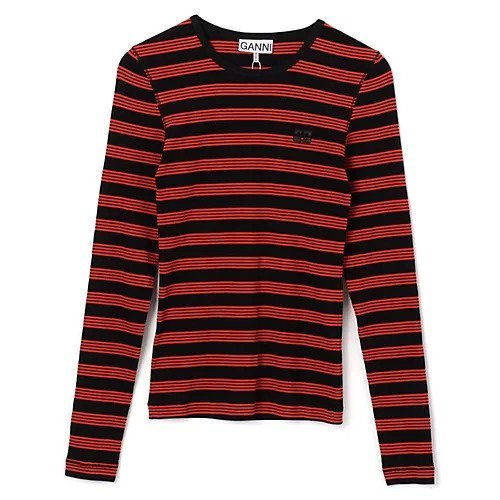 【ガニー/GANNI】のSoft Cotton Rib Striped Long Sleeve インテリア・キッズ・メンズ・レディースファッション・服の通販 founy(ファニー) 　ファッション　Fashion　レディースファッション　WOMEN　トップス・カットソー　Tops/Tshirt　2025年　2025　ジャケット　Jacket　フィット　Fit　リブニット　Rib Knit　洗える　Washable　Red Alert|ID: prp329100004577589 ipo3291000000032423439