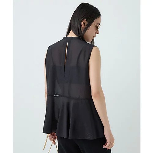 【カオス/Chaos】のシルクコットンブロウブラウス インテリア・キッズ・メンズ・レディースファッション・服の通販 founy(ファニー) ファッション Fashion レディースファッション Fashion for Women トップス・カットソー Cut & Sew Tops シャツ・ブラウス・オフィスカジュアル Elegant Blouses & Button-Ups ノースリーブ Sleeveless, No-Sleeve フロント Front, Front Design ラッフル Ruffle, Frill レース Lace, Lace Fabric エレガント 上品 Elegant ブラック|ID: prp329100004577594 ipo3291000000035433952