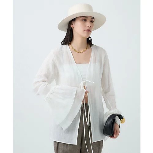 【カオス/Chaos】のガーゼリアンインナー インテリア・キッズ・メンズ・レディースファッション・服の通販 founy(ファニー) 　ファッション　Fashion　レディースファッション　Fashion for Women　インナー　Innerwear　カーディガン　Cardigan, Knitwear　ジャケット　Jacket, Outerwear　フリル　Frill, Ruffle　フロント　Front, Front Design　リボン　Ribbon, Bow　ホワイト|ID: prp329100004577606 ipo3291000000035607312