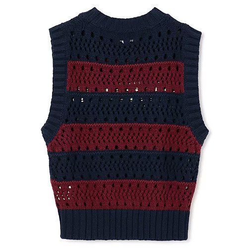 【ガニー/GANNI】のCotton Mix Striped Vest 人気、トレンドファッション・服の通販 founy(ファニー) 　ファッション　Fashion　レディースファッション　WOMEN　アウター　Coat Outerwear　トップス・カットソー　Tops/Tshirt　ベスト/ジレ　Gilets/Vests　2025年　2025　フロント　Front　ベスト　Vest　ボーダー　Border　ロング　Long　手編み　Hand Knitting　透かし　Watermark　other-2|ID: prp329100004577622 ipo3291000000032423665