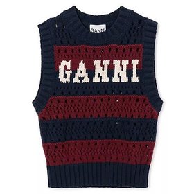 【ガニー/GANNI】のCotton Mix Striped Vest 人気、トレンドファッション・服の通販 founy(ファニー) ファッション Fashion レディースファッション Fashion for Women アウター Coat / Outerwear Collection トップス・カットソー Cut & Sew Tops ベスト&ジレ / 重ね着スタイル Vests & Gilets 2025年 2025 2025-2026秋冬・A/W Autumn/Winter 2025–26 AW25–26 フロント Front, Front Design ベスト Vest, Waistcoat ボーダー Border, Stripe ロング Long, Long-Length 手編み Hand-Knitted, Handmade Knit 透かし Cut-Out, Lacework |ID:prp329100004577622