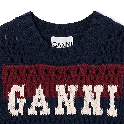 【ガニー/GANNI】のCotton Mix Striped Vest 人気、トレンドファッション・服の通販 founy(ファニー) 　ファッション　Fashion　レディースファッション　Fashion for Women　アウター　Coat / Outerwear Collection　トップス・カットソー　Cut & Sew Tops　ベスト&ジレ / 重ね着スタイル　Vests & Gilets　2025年　2025　2025-2026秋冬・A/W　Autumn/Winter 2025–26 AW25–26　フロント　Front, Front Design　ベスト　Vest, Waistcoat　ボーダー　Border, Stripe　ロング　Long, Long-Length　手編み　Hand-Knitted, Handmade Knit　透かし　Cut-Out, Lacework　other-3|ID: prp329100004577622 ipo3291000000035595278