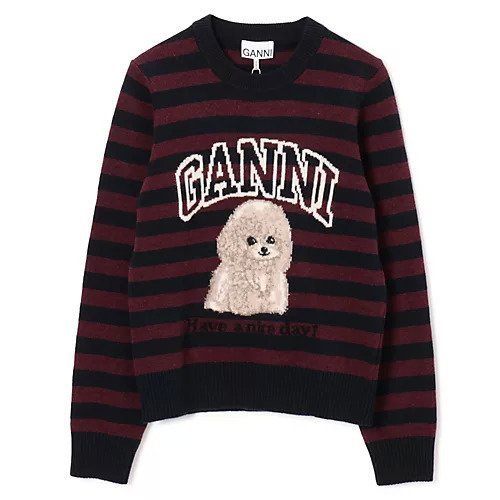 【ガニー/GANNI】のGraphic Wool Mix Poodle Stripe Crewneck インテリア・キッズ・メンズ・レディースファッション・服の通販 founy(ファニー) https://founy.com/ ファッション Fashion レディースファッション Fashion for Women 2025年 2025 2025-2026秋冬・A/W Autumn/Winter 2025–26 AW25–26 ビッグ Big, Oversized フィット Fit, Slim Fit ボーダー Border, Stripe リラックス Relax, Relaxed Fit |ID: prp329100004577624 ipo3291000000032423672
