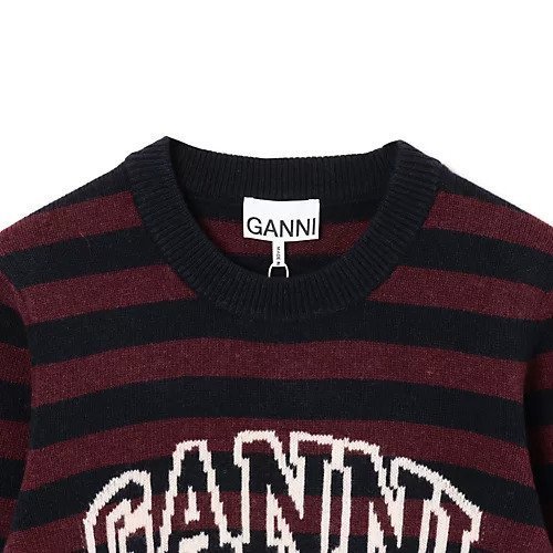 【ガニー/GANNI】のGraphic Wool Mix Poodle Stripe Crewneck 人気、トレンドファッション・服の通販 founy(ファニー) 　ファッション　Fashion　レディースファッション　Fashion for Women　2025年　2025　2025-2026秋冬・A/W　Autumn/Winter 2025–26 AW25–26　ビッグ　Big, Oversized　フィット　Fit, Slim Fit　ボーダー　Border, Stripe　リラックス　Relax, Relaxed Fit　other-3|ID: prp329100004577624 ipo3291000000032423678