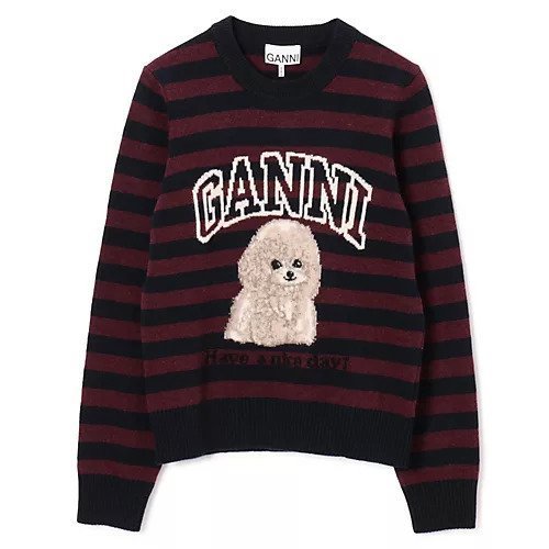 【ガニー/GANNI】のGraphic Wool Mix Poodle Stripe Crewneck インテリア・キッズ・メンズ・レディースファッション・服の通販 founy(ファニー) 　ファッション　Fashion　レディースファッション　Fashion for Women　2025年　2025　2025-2026秋冬・A/W　Autumn/Winter 2025–26 AW25–26　ビッグ　Big, Oversized　フィット　Fit, Slim Fit　ボーダー　Border, Stripe　リラックス　Relax, Relaxed Fit　Multicolour|ID: prp329100004577624 ipo3291000000035595324