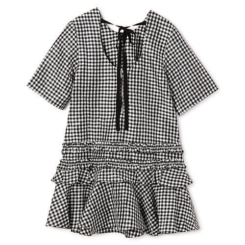 【ガニー/GANNI】のCrinkled Taffeta Check Open Back Mini Dress 人気、トレンドファッション・服の通販 founy(ファニー) 　ファッション　Fashion　レディースファッション　WOMEN　ワンピース　Dress　ドレス　Party Dresses　2025年　2025　ガーリー　Girly　ギンガム　Gingham　チェック　Check　チュニック　Tunic　フリル　Frills　ポケット　Pocket　リボン　Ribbon　ロング　Long　other-2|ID: prp329100004577674 ipo3291000000032424042