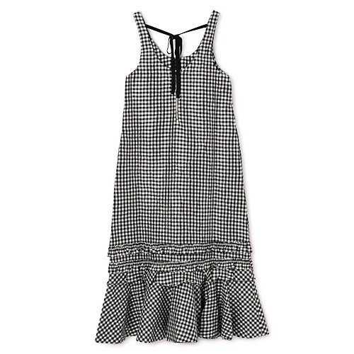 【ガニー/GANNI】のCrinkled Taffeta Check U-neck Long Dress 人気、トレンドファッション・服の通販 founy(ファニー) 　ファッション　Fashion　レディースファッション　WOMEN　ワンピース　Dress　ドレス　Party Dresses　2025年　2025　ガーリー　Girly　ギンガム　Gingham　チェック　Check　フリル　Frills　ポケット　Pocket　リボン　Ribbon　今季　This Season　other-2|ID: prp329100004577676 ipo3291000000032424054