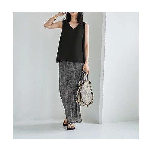 【スタイルデリ/STYLE DELI】のゆったりとしたタンク型Vネックブラウス 人気、トレンドファッション・服の通販 founy(ファニー) 　ファッション　Fashion　レディースファッション　WOMEN　トップス・カットソー　Tops/Tshirt　シャツ/ブラウス　Shirts/Blouses　Vネック　V-Neck　イエロー　Yellow　インナー　Inner　カーディガン　Cardigan　シンプル　Simple　ジョーゼット　Georgette　ストレート　Straight　スリット　Slit　タンク　Tank　デコルテ　Decolletage　トッパー　Topper　定番　Standard　ノースリーブ　No Sleeve　ペチコート　Petticoat　ペンシル　Pencil　夏　Summer　other-2|ID: prp329100004578705 ipo3291000000032434837