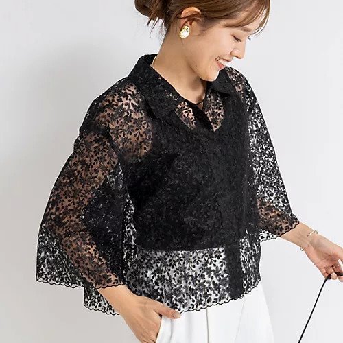 【ノーリーズ/NOLLEY'S】のBrocheレースショートシャツ インテリア・キッズ・メンズ・レディースファッション・服の通販 founy(ファニー) https://founy.com/ ファッション Fashion レディースファッション Fashion for Women トップス・カットソー Cut & Sew Tops シャツ・ブラウス・オフィスカジュアル Elegant Blouses & Button-Ups 2025年 2025 2025春夏・S/S Spring/Summer 2025 SS25 インナー Innerwear レース Lace, Lace Fabric エレガント 上品 Elegant |ID: prp329100004579243 ipo3291000000033243798