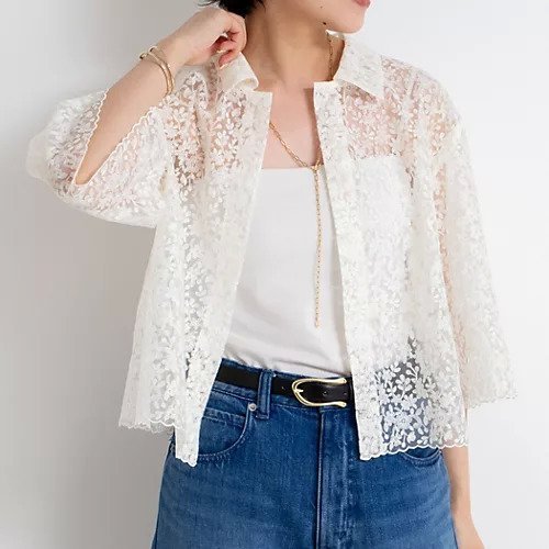 【ノーリーズ/NOLLEY'S】のBrocheレースショートシャツ インテリア・キッズ・メンズ・レディースファッション・服の通販 founy(ファニー) 　ファッション　Fashion　レディースファッション　Fashion for Women　トップス・カットソー　Cut & Sew Tops　シャツ・ブラウス・オフィスカジュアル　Elegant Blouses & Button-Ups　2025年　2025　2025春夏・S/S　Spring/Summer 2025 SS25　インナー　Innerwear　レース　Lace, Lace Fabric　エレガント 上品　Elegant　オフホワイト|ID: prp329100004579243 ipo3291000000033243802
