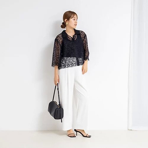 【ノーリーズ/NOLLEY'S】のBrocheレースショートシャツ 人気、トレンドファッション・服の通販 founy(ファニー) 　ファッション　Fashion　レディースファッション　Fashion for Women　トップス・カットソー　Cut & Sew Tops　シャツ・ブラウス・オフィスカジュアル　Elegant Blouses & Button-Ups　2025年　2025　2025春夏・S/S　Spring/Summer 2025 SS25　インナー　Innerwear　レース　Lace, Lace Fabric　エレガント 上品　Elegant　other-3|ID: prp329100004579243 ipo3291000000033591240