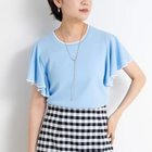 【ノーリーズソフィー/NOLLEY'S sophi】の《手洗い可能》袖フリル配色プルオーバーニット サックス|ID: prp329100004580199 ipo3291000000032451131