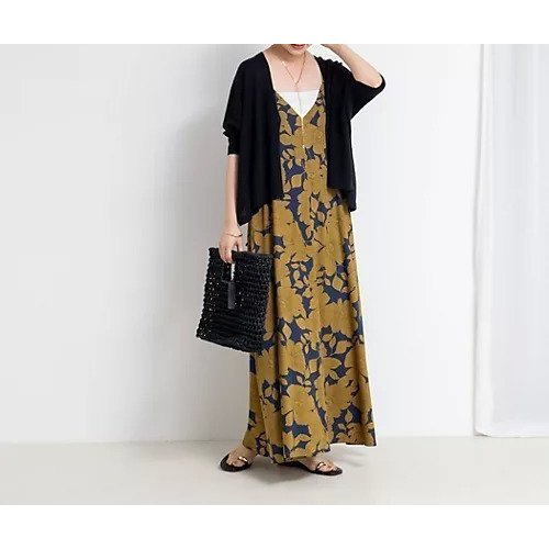 【ノーリーズ/NOLLEY'S】のフラワープリント&ムジキャミワンピース 人気、トレンドファッション・服の通販 founy(ファニー) 　ファッション　Fashion　レディースファッション　Fashion for Women　ワンピース　Dresses　キャミソールワンピース　Camisole Dresses　ヴィンテージ　Vintage Style　キャミソール　Camisole, Spaghetti Strap Top　タフタ　Taffeta, Structured Fabric　タンク　Tank Top, Sleeveless Top　定番　Standard, Basic Item　人気　Popular, Best Seller　フラワー　Flower, Floral　プリント　Print, Printed Pattern　無地　Plain, Solid Color　リラックス　Relax, Relaxed Fit　ロング　Long, Long-Length　冬　Winter / This Winter　おすすめ　Recommended / Our Picks　夏　Summer　旅行　Travel　2025年　2025　2025春夏・S/S　Spring/Summer 2025 SS25　other-2|ID: prp329100004580220 ipo3291000000033155808
