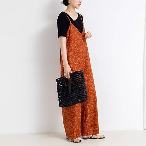 【リエミラー/Rie Miller】のウォッシャブルシーチングプリントオールインワン 人気、トレンドファッション・服の通販 founy(ファニー) 　ファッション　Fashion　レディースファッション　Ladies' Fashion Online　ワンピース　Dress　オールインワン ワンピース　All In One Dress　2025年　2025　2025春夏・S/S　Ss,Spring/Summer,2025　キャミソール　Camisole　ドット　Dot　パターン　Pattern　ランダム　Random　リネン　Linen　夏　Summer　other-2|ID: prp329100004580225 ipo3291000000032451306