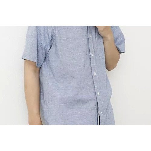 【ノーリーズ グッドマン/NOLLEY'S goodman / MEN】の綿麻レギュラーカラー テープシャツ 25SS 人気、トレンドファッション・服の通販 founy(ファニー) 　ファッション　Fashion　メンズファッション　Fashion for Men　ショーツ　Shorts, Short Pants　シンプル　Simple, Minimal　デニム　Denim, Jeans Material　定番　Standard, Basic Item　フロント　Front, Front Design　半袖　Short Sleeve, Half Sleeve　リゾート　Resort, Vacation Style　リネン　Linen, Linen Fabric　リボン　Ribbon, Bow　レギュラー　Regular, Standard Fit　おすすめ　Recommended / Our Picks　ギフト プレゼント　Gift / Present　2025年　2025　2025春夏・S/S　Spring/Summer 2025 SS25　other-2|ID: prp329100004580281 ipo3291000000033156559