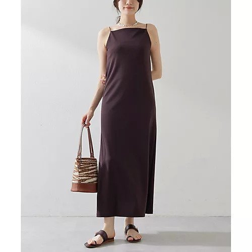 【ウィムガゼット/Whim Gazette】のカットジョーゼットワンピース インテリア・キッズ・メンズ・レディースファッション・服の通販 founy(ファニー) 　ファッション　Fashion　レディースファッション　WOMEN　ワンピース　Dress　2025年　2025　2025春夏・S/S　Ss,Spring/Summer,2025　インナー　Inner　エレガント 上品　Elegant　ジャージー　Jersey　ジョーゼット　Georgette　スクエア　Square　ストレッチ　Stretch　今季　This Season　ブラウン|ID: prp329100004581719 ipo3291000000032464486