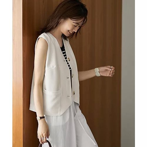 【スタイルデリ/STYLE DELI】の【LUXE】スタイリッシュベストトップス インテリア・キッズ・メンズ・レディースファッション・服の通販 founy(ファニー) 　ファッション　Fashion　レディースファッション　WOMEN　アウター　Coat Outerwear　トップス・カットソー　Tops/Tshirt　ベスト/ジレ　Gilets/Vests　イエロー　Yellow　インナー　Inner　オレンジ　Orange　キャミソール　Camisole　クール　Cool　コンパクト　Compact　シンプル　Simple　スタイリッシュ　Stylish　スリット　Slit　スーツ　Suit　ノースリーブ　No Sleeve　フェミニン　Feminine　フロント　Front　ベスト　Vest　ポケット　Pocket　マーブル　Marble　ロング　Long　ワイド　Wide　夏　Summer　アイボリー|ID: prp329100004584400 ipo3291000000032499477