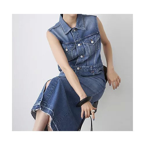 【ウィムガゼット/Whim Gazette】のDENIMワンピース インテリア・キッズ・メンズ・レディースファッション・服の通販 founy(ファニー) https://founy.com/ ファッション Fashion レディースファッション Fashion for Women ワンピース Dresses 2025年 2025 2025春夏・S/S Spring/Summer 2025 SS25 スリット Slit, Slit Detail デニム Denim, Jeans Material フロント Front, Front Design ロング Long, Long-Length ヴィンテージ Vintage Style |ID: prp329100004584401 ipo3291000000032499485