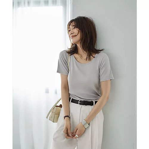 【スタイルデリ/STYLE DELI】のジャケットの中に良い首開きとろみリブ半袖カットソー インテリア・キッズ・メンズ・レディースファッション・服の通販 founy(ファニー) 　ファッション　Fashion　レディースファッション　WOMEN　アウター　Coat Outerwear　ジャケット　Jackets　イエロー　Yellow　インナー　Inner　秋　Autumn/Fall　カットソー　Cut And Sew　サロペット　Overalls　ジャケット　Jacket　ジャンスカ　Janska　ストーン　Stone　スリット　Slit　とろみ　Thickness　タンク　Tank　デコルテ　Decolletage　定番　Standard　なめらか　Smooth　人気　Popularity　パープル　Purple　フィット　Fit　半袖　Short Sleeve　ラウンド　Round　夏　Summer　アイスグレー|ID: prp329100004584462 ipo3291000000032500115