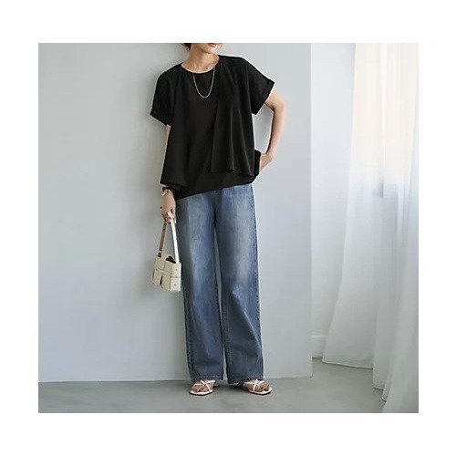 【スタイルデリ/STYLE DELI】のセットレイヤード風ドレープブラウス 人気、トレンドファッション・服の通販 founy(ファニー) 　ファッション　Fashion　レディースファッション　Ladies' Fashion Online　トップス・カットソー　Tops/Tshirt　シャツ/ブラウス　Shirts/Blouses　イエロー　Yellow　オレンジ　Orange　シンプル　Simple　ストレート　Straight　スリット　Slit　ドッキング　Docking　ドレープ　Drape　定番　Standard　なめらか　Smooth　ノースリーブ　No Sleeve　バランス　Balance　ポケット　Pocket　半袖　Short Sleeve　無地　Plain Color　ラウンド　Round　ワイド　Wide　夏　Summer　ビジネス 仕事 通勤　Business　other-3|ID: prp329100004586538 ipo3291000000032522773