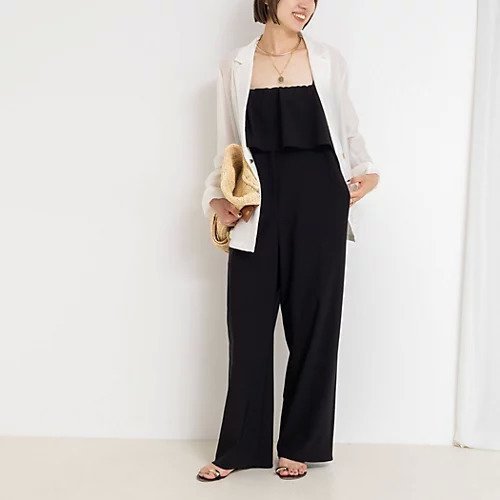 【ノーリーズソフィー/NOLLEY'S sophi】のウォッシャブルトリコットサロペット インテリア・キッズ・メンズ・レディースファッション・服の通販 founy(ファニー) 　ファッション　Fashion　レディースファッション　Ladies' Fashion Online　ワンピース　Dress　サロペット　Salopette　2025年　2025　2025-2026秋冬・A/W　Aw/Autumn/Winter/Fw/Fall/2025-2026　おすすめ　Recommend　ストレッチ　Stretch　フェミニン　Feminine　ラッフル　Raffle　ラップ　Wrap　夏　Summer　ブラック|ID: prp329100004586577 ipo3291000000032523209