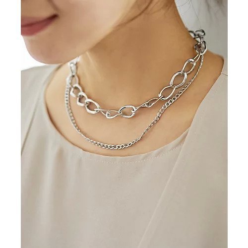 【スタイルデリ/STYLE DELI】のコントラスト2連チェーンネックレス インテリア・キッズ・メンズ・レディースファッション・服の通販 founy(ファニー) 　ファッション　Fashion　レディースファッション　Ladies' Fashion Online　ジュエリー　Jewelry　ネックレス　Necklaces　軽量　Lightweight　ショート　Short　シンプル　Simple　スポーツ　Sports　タオル　Towel　タートルネック　Turtleneck　チェーン　Chain　ネックレス　Necklace　ハンド　Hand　シルバー|ID: prp329100004586586 ipo3291000000032523280