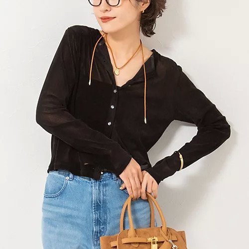 【ノーリーズ/NOLLEY'S】のフロッキーチュールカーディガン インテリア・キッズ・メンズ・レディースファッション・服の通販 founy(ファニー) 　ファッション　Fashion　レディースファッション　Fashion for Women　トップス・カットソー　Cut & Sew Tops　カーディガン・羽織り　Layered Style Cardigans　2025年　2025　2025-2026秋冬・A/W　Autumn/Winter 2025–26 AW25–26　カーディガン　Cardigan, Knitwear　チュール　Tulip, Tulip Motif　デニム　Denim, Jeans Material　ベロア　Velour, Soft Velvet　ブラック|ID: prp329100004586695 ipo3291000000032640159